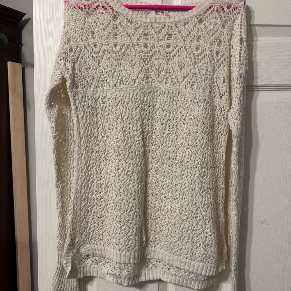 Mossimo Supply Co. Cream Open-Knit Crewneck Sweater - Vintage Target